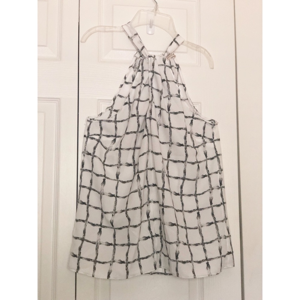Hawthorn White and Black Check Print with Back Bow Tie and Peekaboo Front